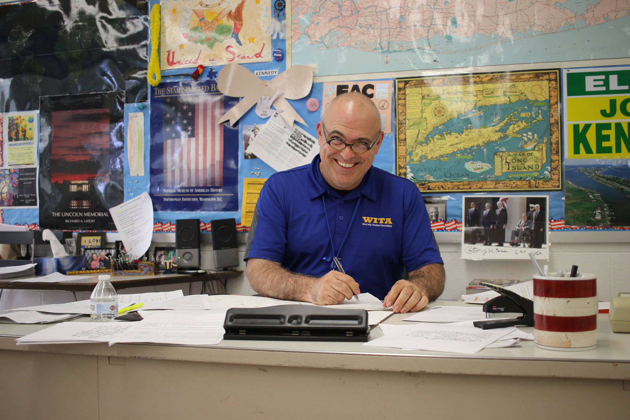 man at desk