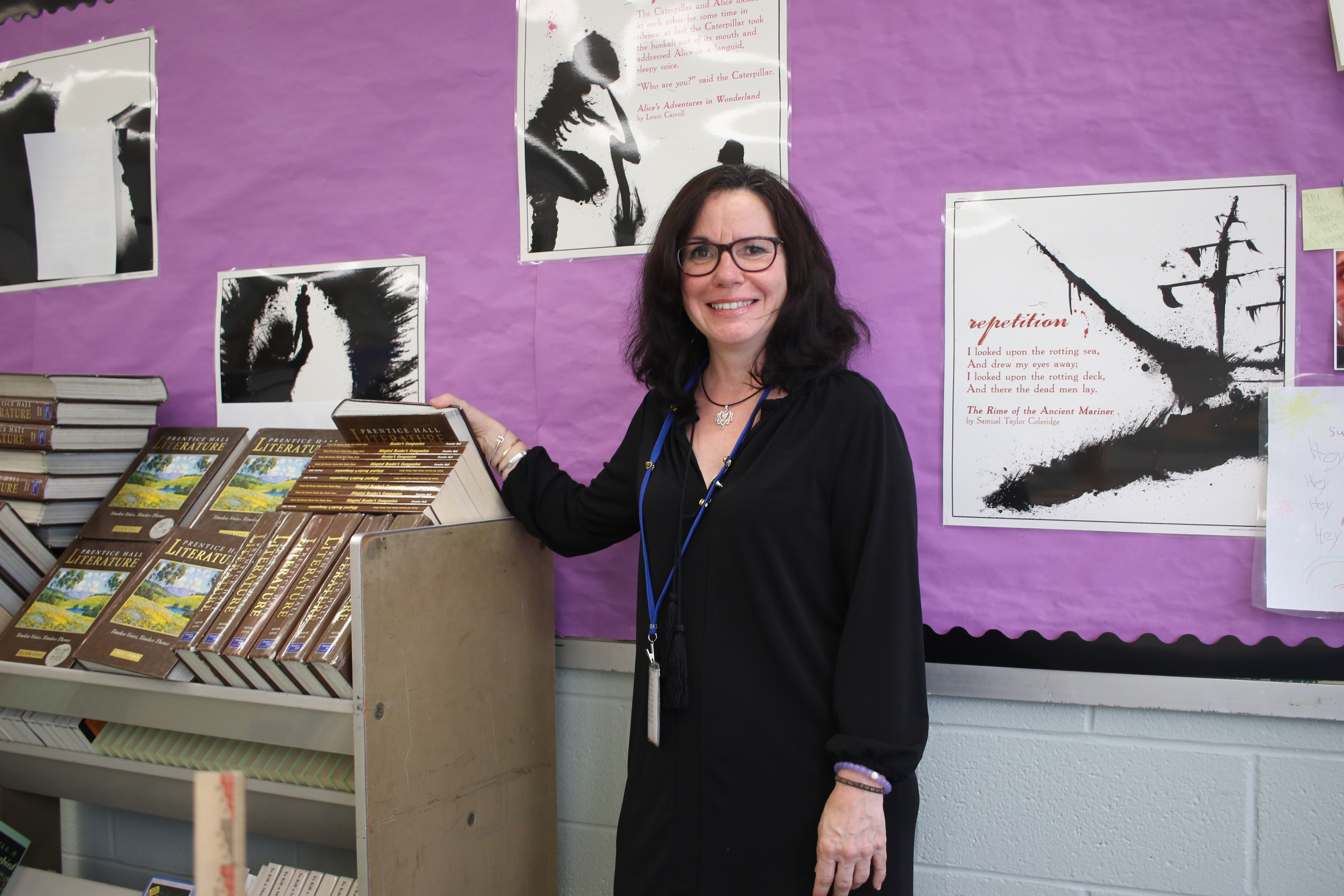 teacher wearing a black dress 